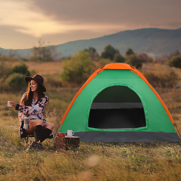 2-Person Waterproof Camping Dome Tent for Outdoor Hiking Survival Orange & Green Doba